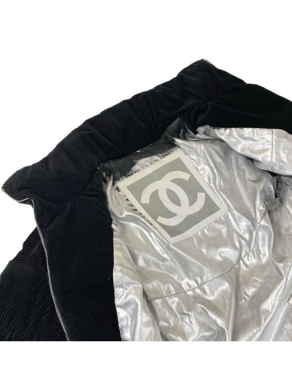 Chanel Jacket 38 M Black Long Sleeve Corduroy Identification Sports Line Winter - Picture 7 of 12